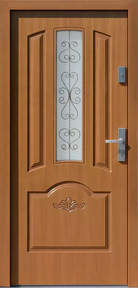 Drzwi zewnętrzne drewniane 502,8+d1-ds1 jasny dąb