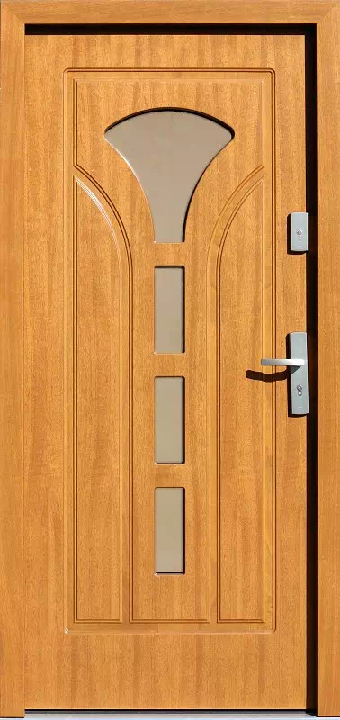 Drzwi zewnętrzne drewniane 508S4 jasny dąb