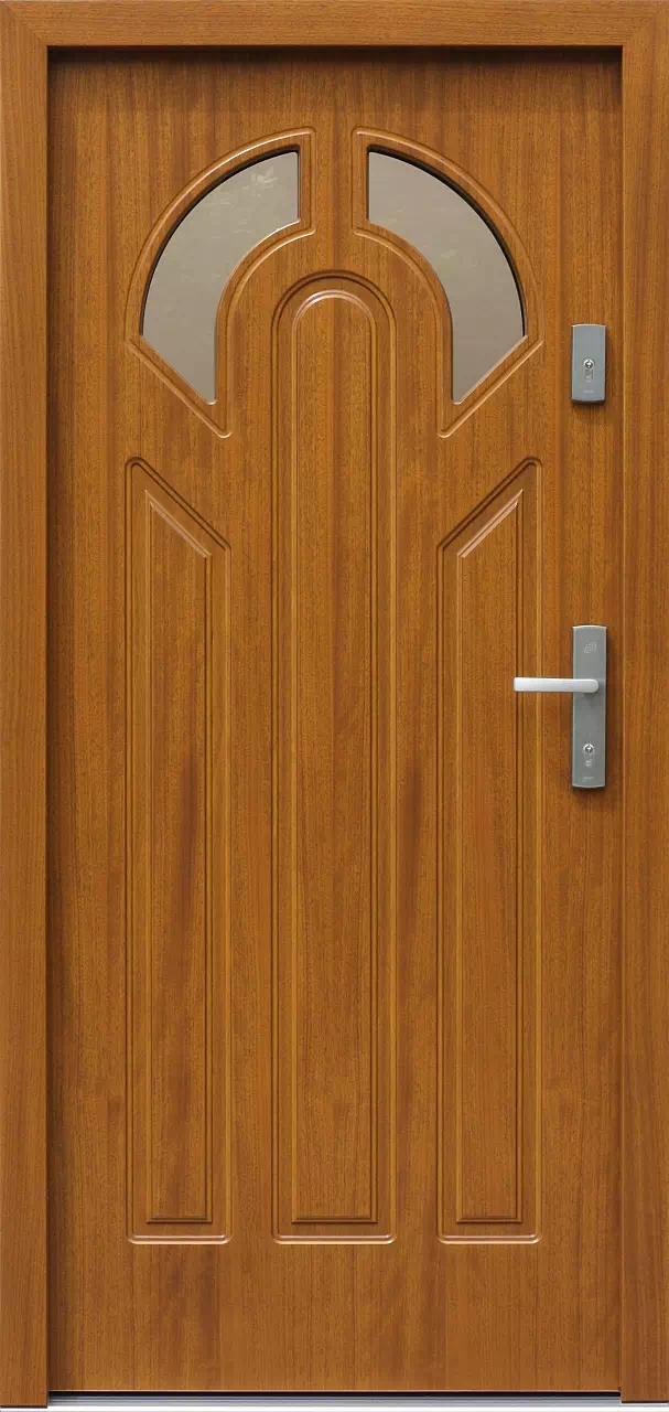 Drzwi zewnętrzne drewniane 537S2F złoty dąb