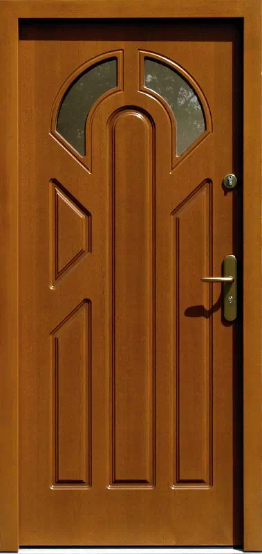 Drzwi zewnętrzne drewniane 537S2F4 złoty dąb