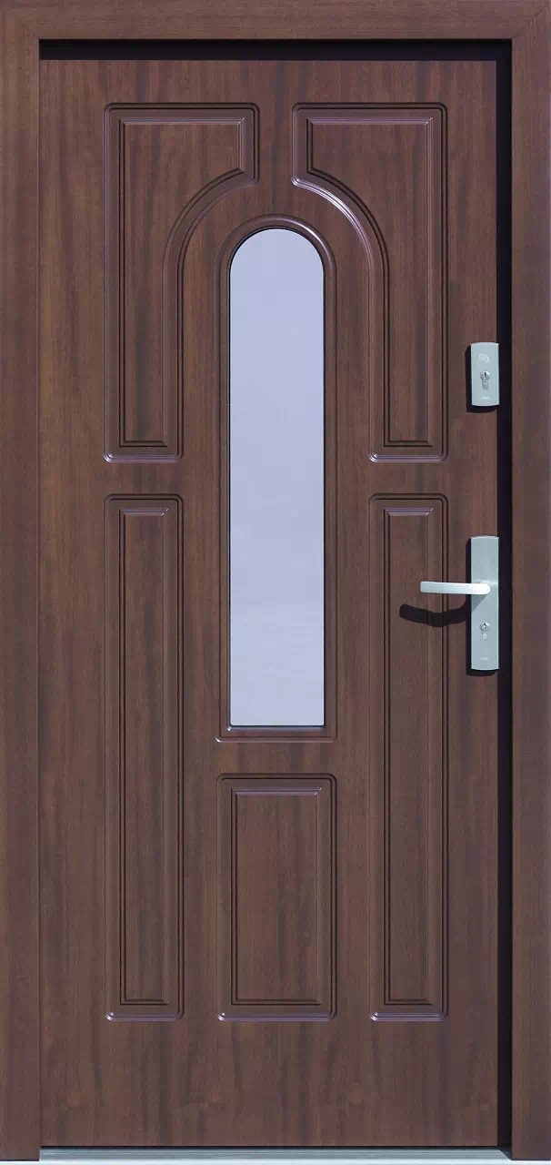 Drzwi zewnętrzne drewniane 538S11 orzech