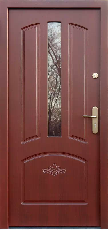 Drzwi zewnętrzne drewniane 552,3S+d1 mahoń