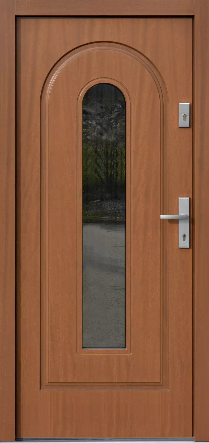 Drzwi zewnętrzne drewniane 571S2 ciemny dąb