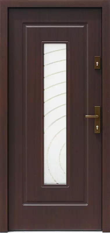 Drzwi zewnętrzne drewniane 572S2+ds1 orzech ciemny