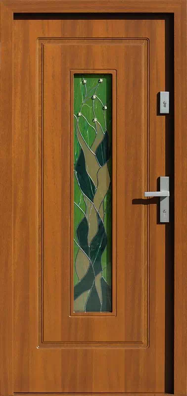 Drzwi zewnętrzne drewniane 572S2+ds2 złoty dąb