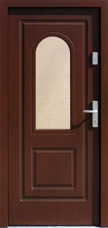 Drzwi zewnętrzne drewniane 576S2 orzech ciemny
