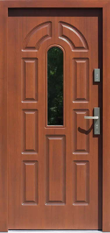 Drzwi zewnętrzne drewniane 578S11 teak