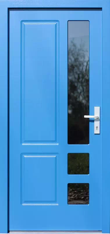 Drzwi zewnętrzne drewniane 590S3 niebieskie