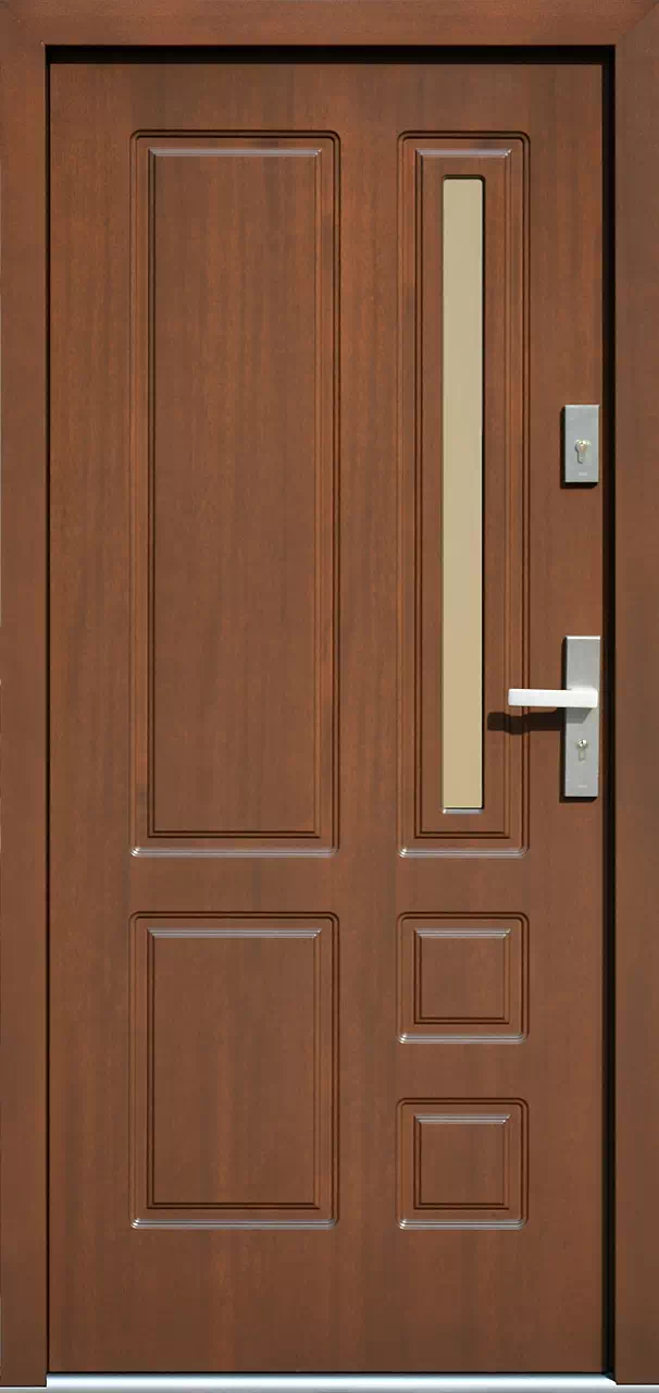 Drzwi zewnętrzne drewniane 590S4 orzech
