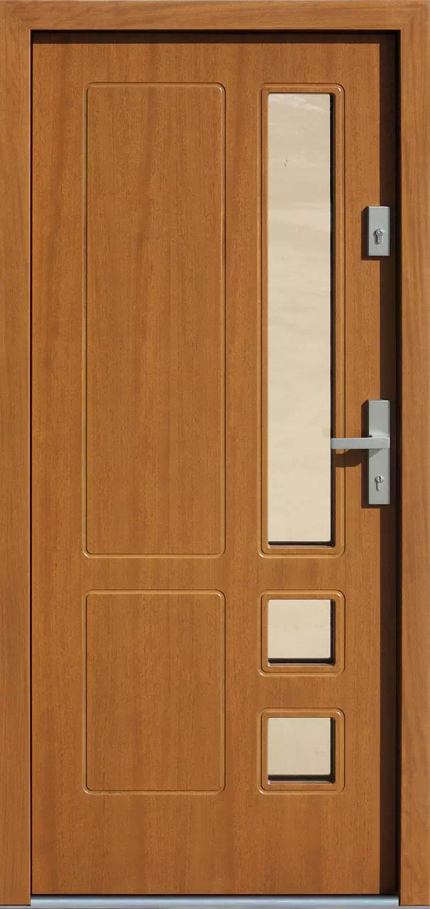 Drzwi zewnętrzne drewniane 590S8 złoty dąb