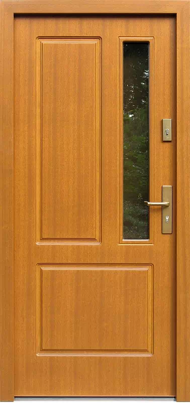 Drzwi zewnętrzne drewniane 591S1 jasny dąb