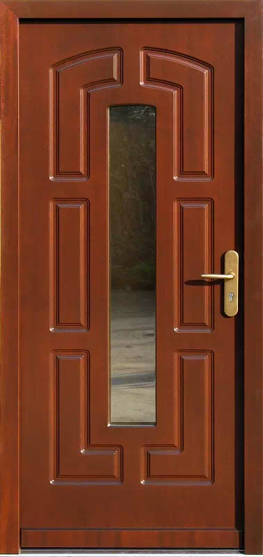 Drzwi zewnętrzne drewniane 593S1 teak