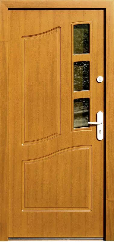 Drzwi zewnętrzne drewniane 597S3 jasny dąb