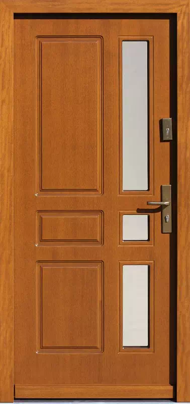 Drzwi zewnętrzne drewniane 598S6 złoty dąb