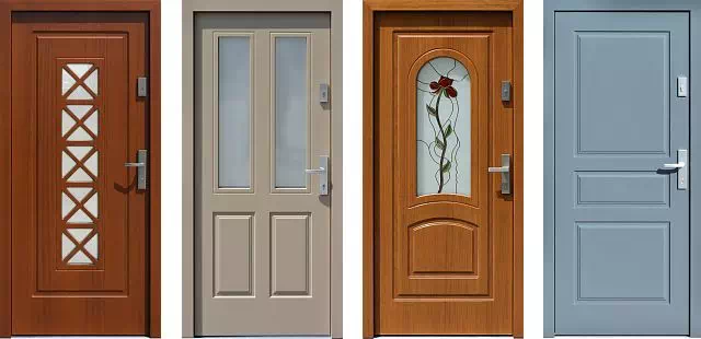 Przykładowe moedle klasycznych, drewnianych drzwi zewnętrznych
