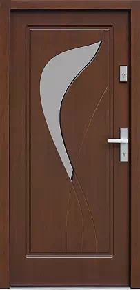 Drzwi drewniane zewnętrzne do domu 458,3 w kolorze orzech.