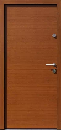Drzwi drewniane zewnętrzne do domu 500B w kolorze ciemny dąb.