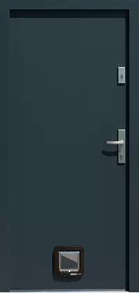 Drzwi drewniane zewnętrzne do domu 500K w kolorze antracyt.