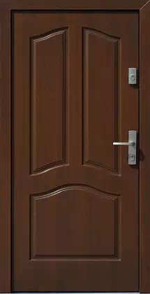 Drzwi drewniane zewnętrzne do domu 501,3 w kolorze orzech.