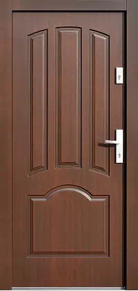 Drzwi drewniane zewnętrzne do domu 502,1 w kolorze orzech.