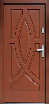 Drzwi drewniane zewnętrzne do domu wzór 503,1 w kolorze teak.