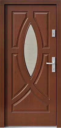 Drzwi drewniane zewnętrzne do domu 503,2 w kolorze orzech.