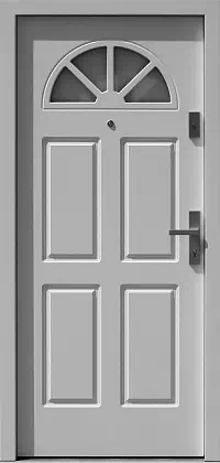 Drzwi drewniane zewnętrzne do domu 506 w kolorze biale.