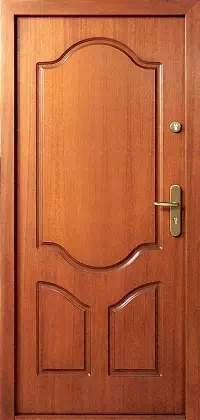 Drzwi drewniane zewnętrzne do domu wzór 513 w kolorze teak.
