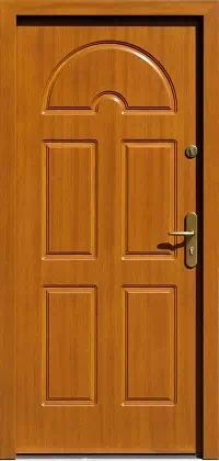 Drzwi drewniane zewnętrzne do domu wzór 533,1 w kolorze złoty dąb.