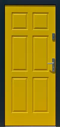 Drzwi drewniane zewnętrzne do domu wzór 533,10 w kolorze żółte+antracyt.
