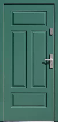 Drzwi drewniane zewnętrzne do domu wzór 533,12 w kolorze zielone.