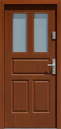 Drzwi drewniane zewnętrzne do domu wzór 533,8 w kolorze ciemny dąb.