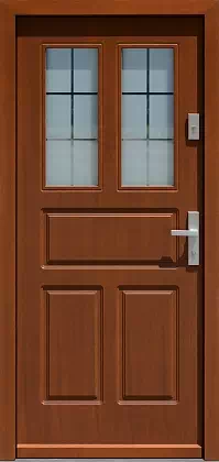 Drzwi drewniane zewnętrzne do domu wzór 533,8+ds8 w kolorze ciemny dąb.