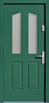 Drzwi drewniane zewnętrzne do domu 534,1 w kolorze zielone.
