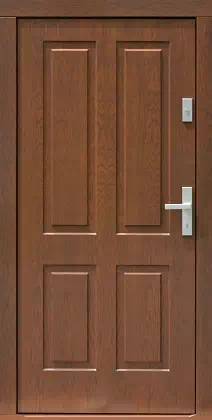 Drzwi drewniane zewnętrzne do domu wzór 534,10 w kolorze orzech.