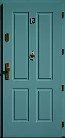 Drzwi zewnętrzne drewniane - 534,9 turkusowe 2