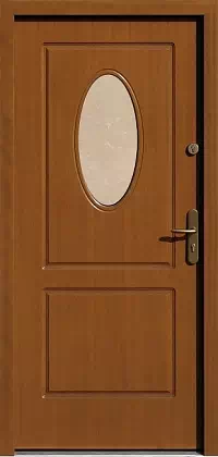 Drzwi drewniane zewnętrzne do domu 535,2S1 w kolorze ciemny dąb.