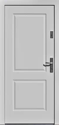 Drzwi drewniane zewnętrzne do domu wzór 535,6 w kolorze białe.