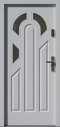 Drzwi drewniane zewnętrzne do domu wzór 537,5 w kolorze białe.