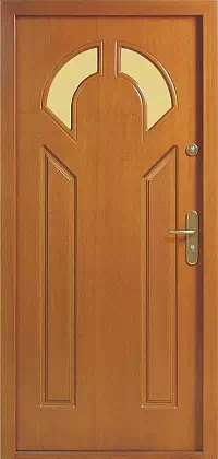 Drzwi drewniane zewnętrzne do domu 537S2 w kolorze złoty dąb.