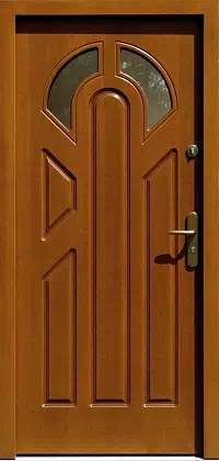 Drzwi drewniane zewnętrzne do domu 537S2F4 w kolorze złoty dąb.