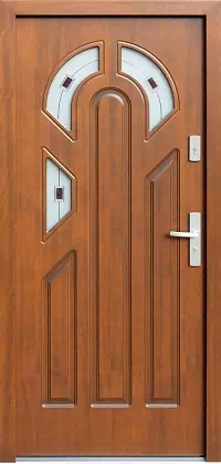 Drzwi drewniane zewnętrzne do domu 537S3F+ds1 w kolorze ciemny dąb.