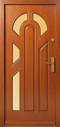 Drzwi zewnętrzne drewniane 537S4F ciemny dąb