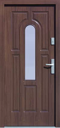 Drzwi drewniane zewnętrzne do domu wzór 538S11 w kolorze orzech.