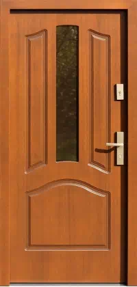 Drzwi drewniane zewnętrzne do domu wzór 540,2S w kolorze ciemny dąb.
