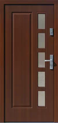 Drzwi drewniane zewnętrzne do domu 541,1 w kolorze orzech.