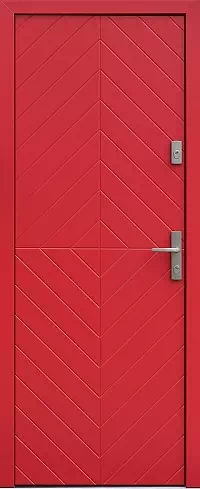 Drzwi drewniane zewnętrzne do domu wzór 542,1 w kolorze czerwone.