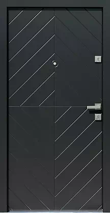 Drzwi drewniane zewnętrzne do domu wzór 542,1W w kolorze czarne.