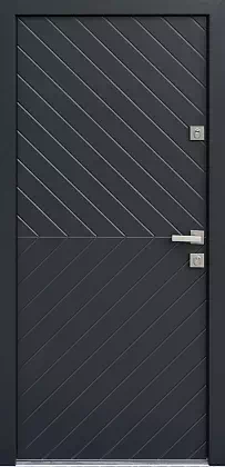 Drzwi drewniane zewnętrzne do domu wzór 542,2 w kolorze czarne.