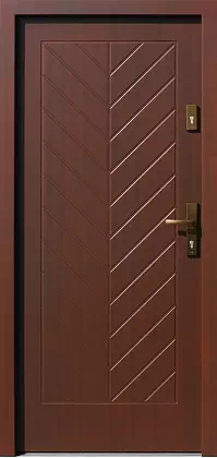 Drzwi drewniane zewnętrzne do domu wzór 543,6 w kolorze orzech.